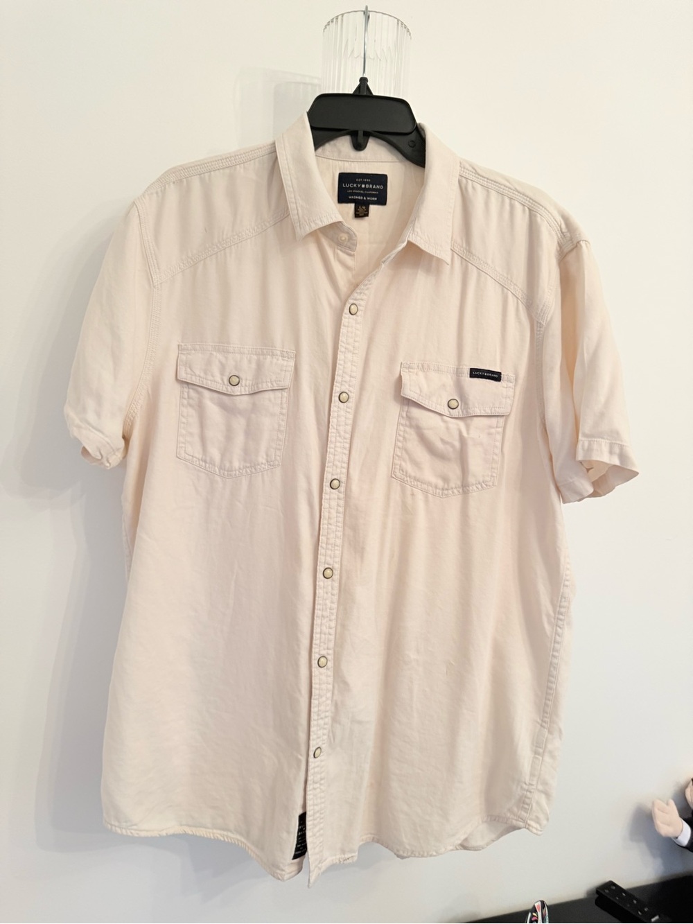 Lucky Brand Men's Short-Sleeve Button-Down Shirt in Light Cream